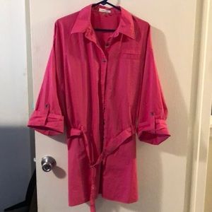 Calvin Klein roll sleeves, belted tunic